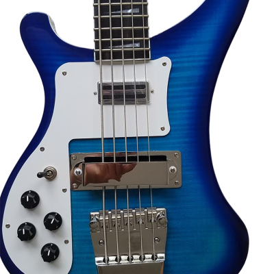 Custom Nova 4003 Blue Burst Tiger Maple Top 5 String 24 Frets Bass