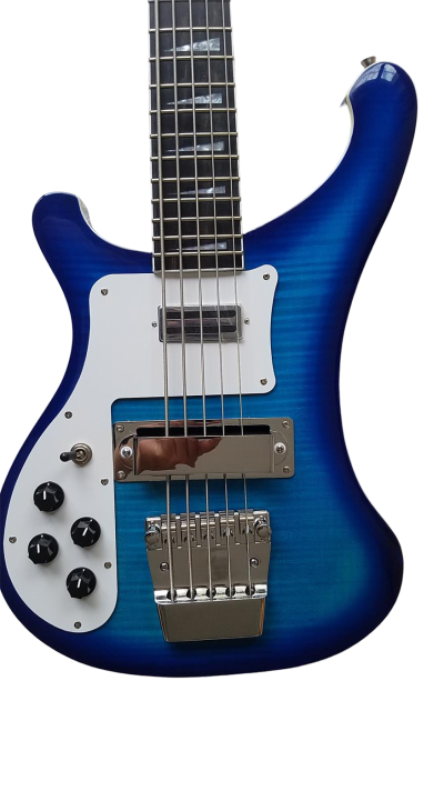 Custom Nova 4003 Blue Burst Tiger Maple Top 5 String 24 Frets Bass