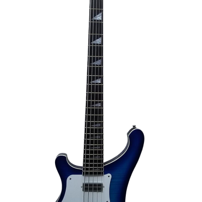 Custom Nova 4003 Blue Burst Tiger Maple Top 5 String 24 Frets Bass - Image 2