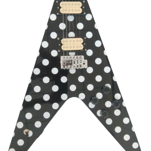 Custom Crown Randy Rhoads Flying V Black White Polka Dots 6 String Guitar