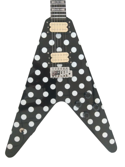 Custom Crown Randy Rhoads Flying V Black White Polka Dots 6 String Guitar