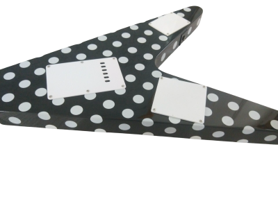 Custom Crown Randy Rhoads Flying V Black White Polka Dots 6 String Guitar - Image 6