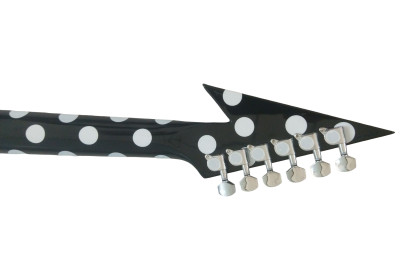 Custom Crown Randy Rhoads Flying V Black White Polka Dots 6 String Guitar - Image 10