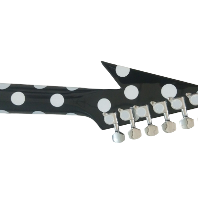 Custom Crown Randy Rhoads Flying V Black White Polka Dots 6 String Guitar - Image 10
