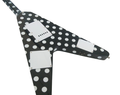 Custom Crown Randy Rhoads Flying V Black White Polka Dots 6 String Guitar - Image 4