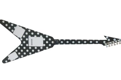 Custom Crown Randy Rhoads Flying V Black White Polka Dots 6 String Guitar - Image 3