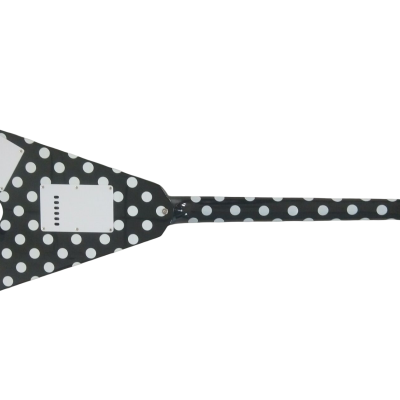 Custom Crown Randy Rhoads Flying V Black White Polka Dots 6 String Guitar - Image 3