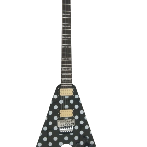 Alternative view of Custom Crown Randy Rhoads Flying V Black White Polka Dots 6 String Guitar