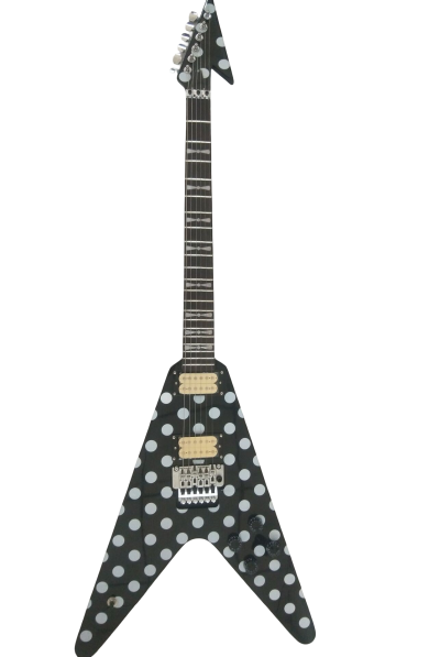 Custom Crown Randy Rhoads Flying V Black White Polka Dots 6 String Guitar - Image 2