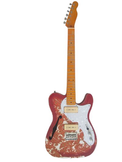Custom Regent Pink Paisley Thinline Relic Dual P90 Pickups Fhole Guitar - Image 2