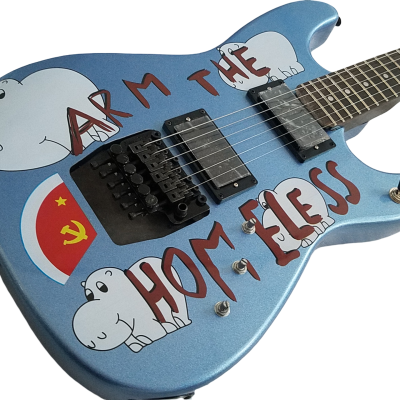 Custom Cinder Arm The Homeless Tom Morello Metallic Blue Tremolo Electric Guitar - Image 6