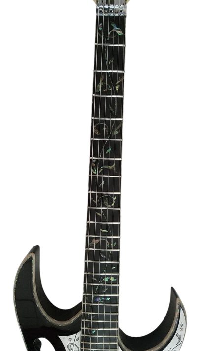 Custom Axis SVAI Engraved Aluminum Pickguard Jem Black Guitar - Image 4