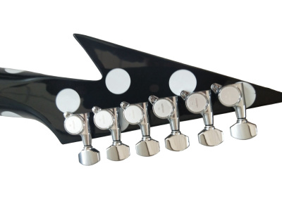 Custom Crown Tremolo Randy Rhoads Flying V Black White Polka Dots 6 String Guitar - Image 7