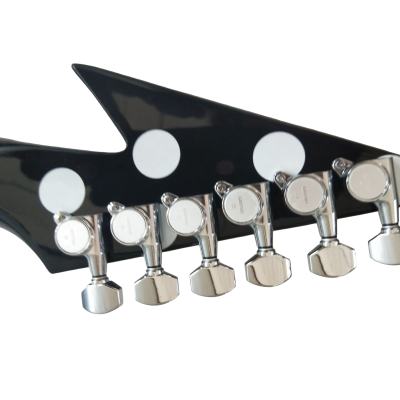 Custom Crown Tremolo Randy Rhoads Flying V Black White Polka Dots 6 String Guitar - Image 7