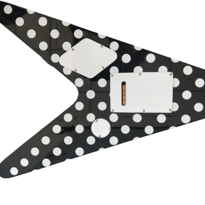 Custom Crown Tremolo Randy Rhoads Flying V Black White Polka Dots 6 String Guitar - Image 4
