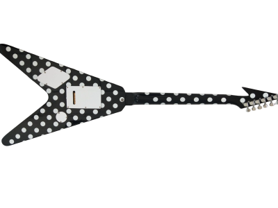 Custom Crown Tremolo Randy Rhoads Flying V Black White Polka Dots 6 String Guitar - Image 6