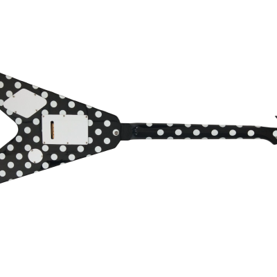 Custom Crown Tremolo Randy Rhoads Flying V Black White Polka Dots 6 String Guitar - Image 6