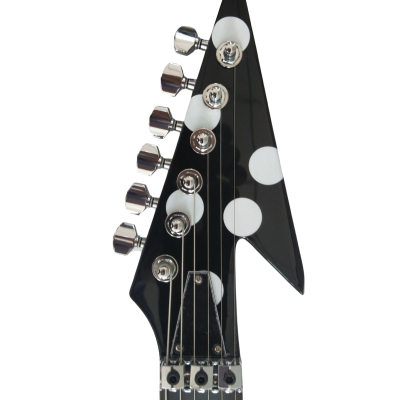 Custom Crown Tremolo Randy Rhoads Flying V Black White Polka Dots 6 String Guitar - Image 8