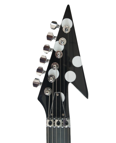 Custom Crown Tremolo Randy Rhoads Flying V Black White Polka Dots 6 String Guitar - Image 8