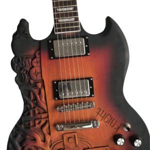 Custom Crown Carved Skull Bones SG Cross Satin Vintage Burst Electric Guitar