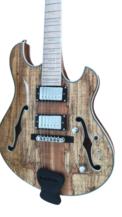 Custom Vesper Languedoc Region Trey Fhole Burl Maple Top Bracing Inside Electric Guitar