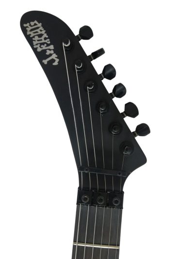 Custom Obsidian George White Skull And Bones Hand Painted Carved Skeleton Guitar - Image 7