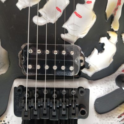 Custom Obsidian George White Skull And Bones Hand Painted Carved Skeleton Guitar - Image 5