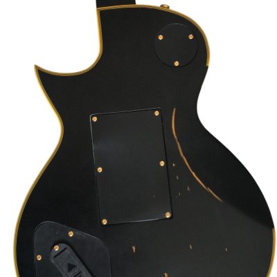 Custom Obsidian Hetfield Without Iron Cross Matte Black Aged Relic Electric Tremolo Guitar - Image 6