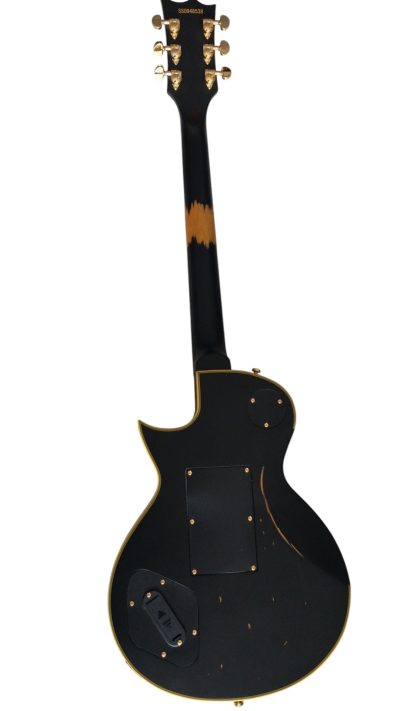 Custom Obsidian Hetfield Without Iron Cross Matte Black Aged Relic Electric Tremolo Guitar - Image 3
