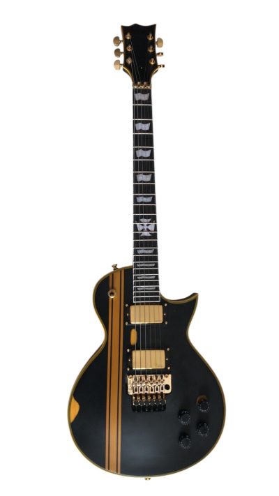 Custom Obsidian Hetfield Without Iron Cross Matte Black Aged Relic Electric Tremolo Guitar - Image 4