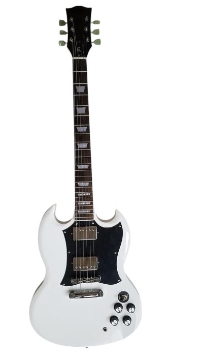 Custom Crown SG Angus Alphine White Electric Guitar - Image 8