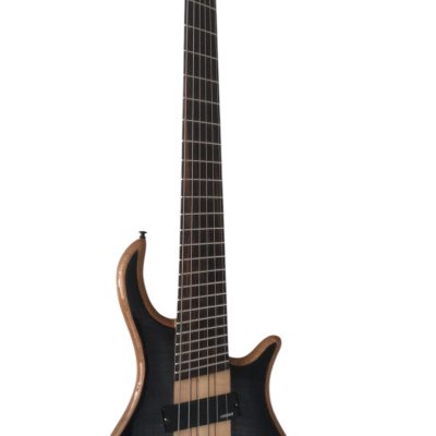 Custom Onyx Patriot Dark Gray Flame Maple 6 String Bass Multi Fanned Fret Rosewood Fretboard - Image 8