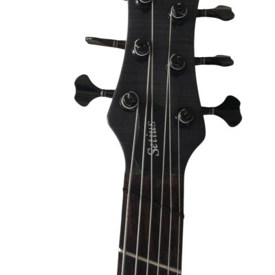Custom Onyx Patriot Dark Gray Flame Maple 6 String Bass Multi Fanned Fret Rosewood Fretboard - Image 7