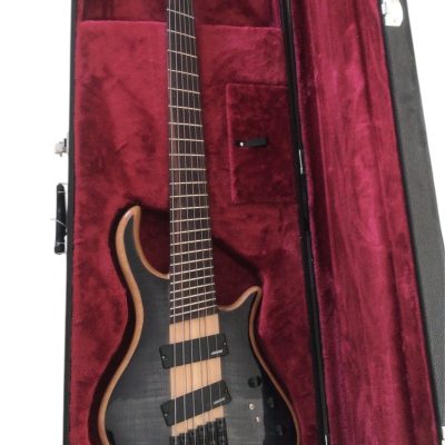 Custom Onyx Patriot Dark Gray Flame Maple 6 String Bass Multi Fanned Fret Rosewood Fretboard - Image 3