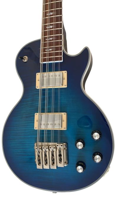 Custom Crown Ace Frehley Blue Tiger Maple Top Kiss 8 String Bass