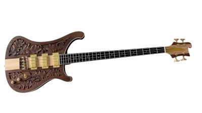 Custom Nova Lemmy Kilmister 4003 Walnut Wood Carved Oak Leaves 4 String Bass - Image 3