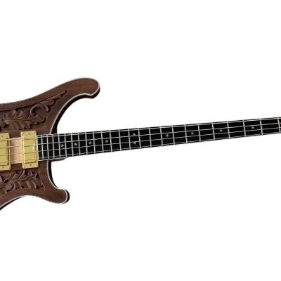 Custom Nova Lemmy Kilmister 4004 Walnut Wood Carved Oak Leaves 4 String Bass - Image 3