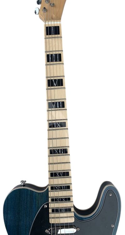 Custom Regent Trans Blue Number Inlay Electric Guitar - Image 5