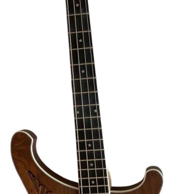 Custom Nova Lemmy Kilmister 4004 Satin Walnut Wood Carved Oak Leaves 4 String Bass - Image 4