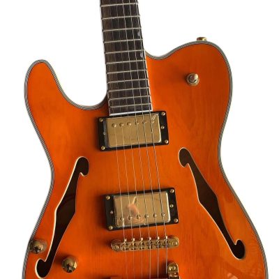 Custom Regent Paul Waller Arch Top Orange Bigsby Fhole Guitar Left Handed
