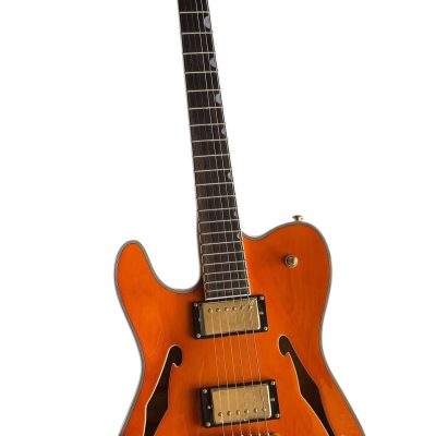 Custom Regent Paul Waller Arch Top Orange Bigsby Fhole Guitar Left Handed - Image 2