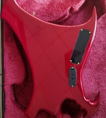 Custom Pulse Buzzard Metallic Red Entwistle 4 String Bass Number Inlays - Image 12
