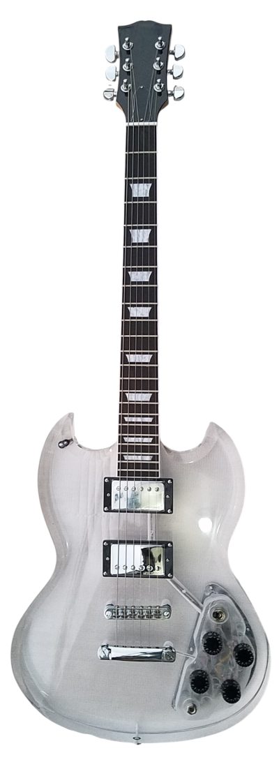 Custom Crown SG Plexiglass Acrylic Body Rosewood Fretboard Led Electric Guitar - Image 7