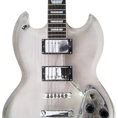 Custom Crown SG Plexiglass Acrylic Body Rosewood Fretboard Led Electric Guitar
