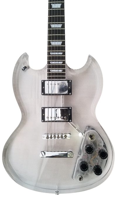 Custom Crown SG Plexiglass Acrylic Body Rosewood Fretboard Led Electric Guitar