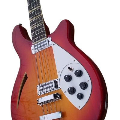 Custom Nova 4005V Cherry Fireglo 4 String Bass White Pickguard - Image 6