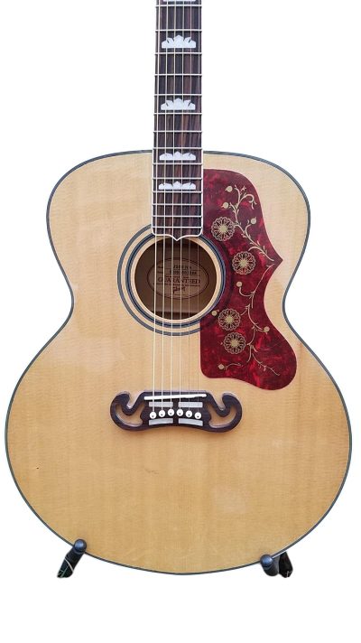 Custom Crown SJ200 Elvis Natural Studio Acoustic Electric Guitar Moustache Bridge