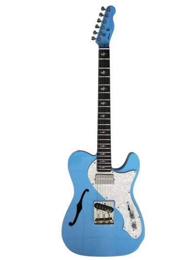 Custom Regent Thinline Fhole Blue Electric Guitar Lightning Inlay - Image 7