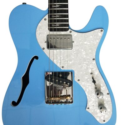 Custom Regent Thinline Fhole Blue Electric Guitar Lightning Inlay