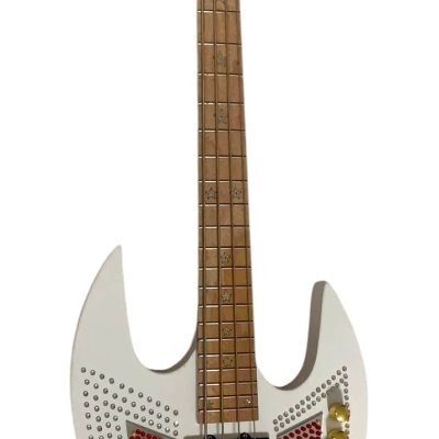 Custom Aurelius Bootsy Pink Crystal Space 4 String LED Bass Five Pickups MEC Pickups Option - Image 6